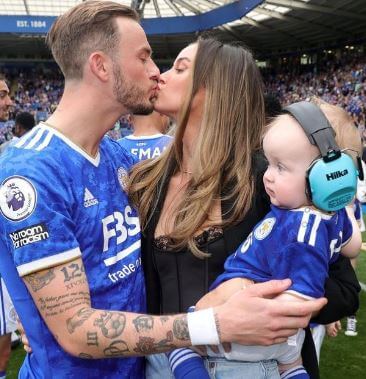 Kennedy Alexa with her boyfriend James Maddison and son Leo.